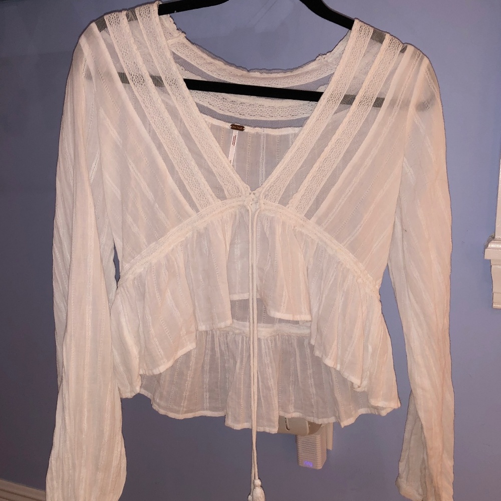 Free People White Linen top